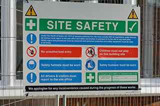 Construction site health and safety signs